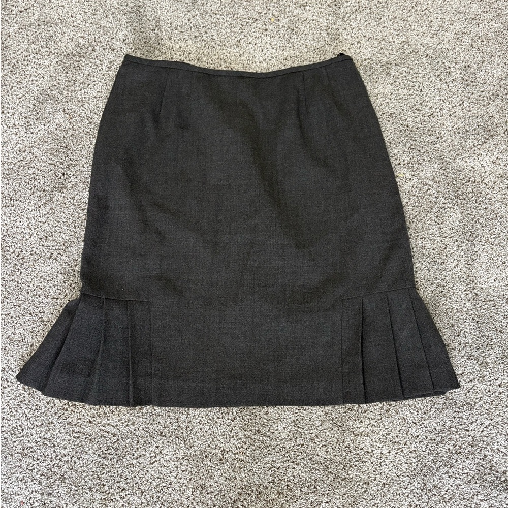 Vintage 90s Kasper Black Pencil Skirt with Pleats 100% Wool